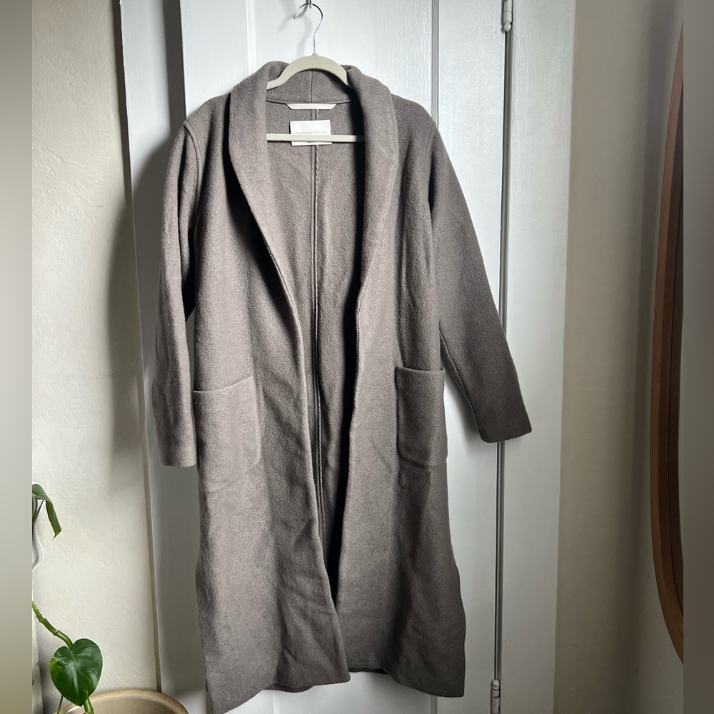 Aritzia Taupe Shawl Collar Wool-Blend Pea Coat